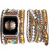 cheap Apple Watch Bands-Handmade Braided Rope Compatible with Apple Watch band Women Multilayer Beaded Beads Strap Replacement Wristband for 38mm 40mm 41mm 42mm 44mm 45mm 49mm iwatch Series Ultra 8 7 6 SE 5 4 3 2 1