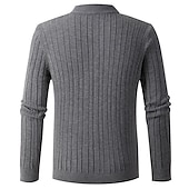 baratos suéter pulôver masculino-Homens Pulôver suéter Suéter de malha Suéter com zíper de um quarto Estriado Cabo Tricotar Tops regulares Tricotado Tecido Quarter Zip Mantenha Quente Contemporâneo Moderno Casual Roupa Diária Roupa