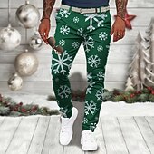 economico Abito da scena natalizia-pantaloni da uomo con stampa scena natalizia fiocco di neve business casual stampa 3d pantaloni eleganti da esterno abbigliamento quotidiano streetwear poliestere vino nero blu s m l pantaloni