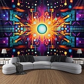 זול שטיחי קיר של Blacklight-blacklight שטיח uv תגובתי זוהר בחושך מסיבת ניאון טריפי ערפילי צבעוני מנדלה תלוי שטיח קיר אמנות קיר לחדר שינה בסלון
