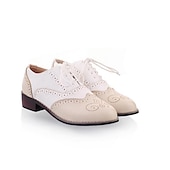 ieftine Oxfords de Damă-pantofi oxford clasici brogue de damă – pantofi maro din piele artificială cu vârful aripii cu șireturi pentru ținute casual și formale de inspirație vintage