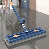 economico Prodotti per la pulizia-spazzolone piatto grande, ruotabile a 360° spazzolone piatto in microfibra per grandi superfici, con raschietto per l&#039;asciugamento dell&#039;acqua, spazzolone con manico lungo in acciaio inox per pavimenti