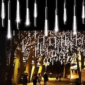 billiga Stickkontakter-1 st jul meteor dusch ljus dekorativt träd ljus lågspänning säkerhetsplugg utomhus vattentät dekorativ ljusslinga 30cm-192led/45cm-288led/75cm-576led