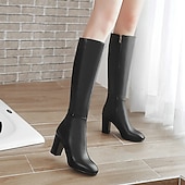 preiswerte Modische Stiefel-braune kniehohe Damenstiefel mit seitlichem Reißverschluss und Blockabsatz - elegantes und vielseitiges Schuhwerk für Herbst und Winter