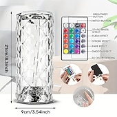 cheap Decorative Lights-1pc Crystal Rose Ambiance Lamp, Bedroom Bedside Lamp, LED Night Light, Romantic Mood Lamp, Birthday Gift LED Touch with Remote Control