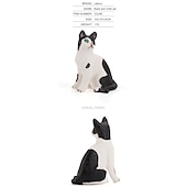cheap Building Toys-PVC Solid Simulation Pet Cat Model Black And White Cat Stretched Lazily Cat Playing With Cat Tabletop Decoration Small Ornaments