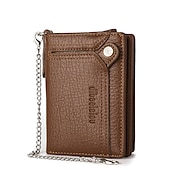 economico porta carte e custodie-portafoglio da uomo in pelle combinazione porta carte d&#039;identità in pelle pu con design a catena antifurto