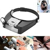 abordables Herramientas de Mano-Lupa de diadema con luz LED, lámpara de cabeza, lupa de joyero con luces LED de 1,5x/3x/8,5x/10x