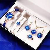 abordables Relojes de Cuarzo-6 unids/set reloj de pulsera para mujer elegante reloj de cuarzo con diamantes de imitación reloj de pulsera analógico vintage &amp; conjunto de joyas regalo para mamá ella