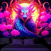 Χαμηλού Κόστους Μαύρισμα ταπετσαρία-blacklight ταπετσαρία uv αντιδραστική λάμψη στη σκοτεινή λάμψη πάρτι νέον trippy ομιχλώδης δράκος κρεμαστή ταπετσαρία τοίχου τοιχογραφία για κρεβατοκάμαρα σαλονιού
