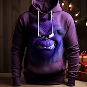 billiga 3D Mönster-Herr Grafisk Alf Huvtröja Huvtröjor Tröja Huvtröja Långärmad Huvtröja Huva Mode 3D-tryck Jul Semester Utomhussport Rodnande Rosa Purpur Mönster Framficka Vår &amp; Höst Designer