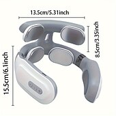 abordables Masajeador de cuerpo entero-Masajeador de cuello multifuncional con compresión caliente, amasador de pulso, tens ems inalámbrico inteligente en forma de U, masajeador cervical calentado por pulso, dolor de tejido profundo,