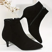 abordables Bottines-bottines chics à bout pointu en similicuir noir pour femmes avec fermeture à glissière - idéales pour les soirées, les tenues de bureau et les sorties à la mode