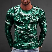 cheap 3D T shirts-Men's Graphic Abstract T Shirt Long Sleeve T shirt 3D Print Crew Neck Shirt Fashion Designer Casual Sports Outdoor Holiday Going out Red Spring &amp;  Fall Clothing Apparel S M L XL 2XL 3XL 4XL