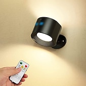 abordables Luces de disco-Luces LED para gabinete con control remoto, lámpara de pared recargable de 3000 mah, 3 temperaturas de color, luz magnética regulable con rotación de 360 °, para pasillo junto a la cama del dormitorio