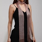 billige Sjal-Sjale Sjal til kvinner Skjerf til damer Enkel Ermeløs Polyester Bryllup Wrap Med Glimmer Til Daglig Vår sommer