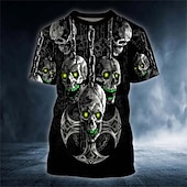 baratos crânio e osso-Homens Gráfico Caveiras Camiseta Manga Curta Camiseta Impressão 3D Gola Redonda Camisa Diário Designer Retro Vintage Esportes Feriado Para Noite Vermelho Azul Roxo Primavera Verão Roupa S M L XL 2XL