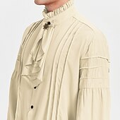 baratos Tops-Retro Vintage Punk e gótico Medieval Blusa / Camisa Baile de Máscara Vampiros Cavalheiro Outlander Com Babados Cor Sólida Fantasia Homens Pirata Fantasia Real Carnaval Baile de Máscaras Espetáculo