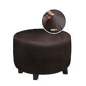 baratos Capa de otomano-Capa otomana de veludo redonda dobrável protetor de móveis de armazenamento capa macia com fundo elástico capa otomana