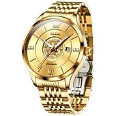 abordables Relojes mecánicos-OLEVS Hombre Relojes Mecánico Lujo Esfera Grande Moda Negocios Cuerda Automática Luminoso Calendario IMPERMEABLE Acero Reloj