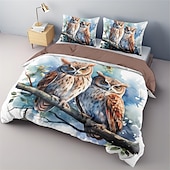 abordables Ensembles de housse de couette-ensemble de housse de couette à motif hibou ensemble de lit 2 pièces ensemble 3 pièces léger doux court en peluche ensemble de literie en coton ensemble de couette ultra doux housse de couette king