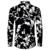 cheap Plants Pattern-Men&#039;s Floral Shirt Button Up Shirt Long Sleeve Casual Daily Wear Going out Fall &amp; Winter Turndown Print Button-Down Black Green