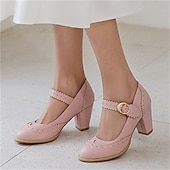 preiswerte Block Heels-Weiße Mary-Jane-Pumps im Vintage-Stil für Damen – Retro-Brogue-Pumps mit gewelltem Riemen und Blockabsatz, elegante Abendschuhe für Hochzeiten und besondere Anlässe