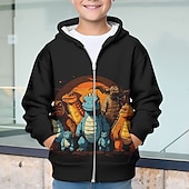 cheap Boy&#039;s 3D Animals-Boys 3D Dinosaur Hoodie Coat Outerwear Long Sleeve 3D Print Fall Winter Fashion Streetwear Cool Kids 3-12 Years Outdoor Casual Daily Regular Fit