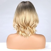 abordables perruque plus âgée-Perruques blondes en mélange de cheveux humains pour femmes et femmes, perruque de cheveux naturels ombrés, légère/respirante/racine foncée (couleur r27)