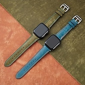 cheap Apple Watch Bands-Leather Band Compatible with Apple Watch band 38mm 40mm 41mm 42mm 44mm 45mm 49mm Rugged Luxury Adjustable Genuine Leather Strap Replacement Wristband for iwatch Series Ultra 8 7 SE 6 5 4 3 2 1