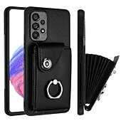 cheap Samsung Cases-Phone Case For Samsung Galaxy S24 S23 S22 S21 S20 Ultra Plus FE A54 A34 A14 S25 Ultra Wallet Case Ring Holder Card Slot Shockproof Solid Color TPU PU Leather