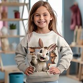 preiswerte Mädchen 3D Tiere-Mädchen 3D Katze Hase Kaninchen Pullover Langarm 3D-Druck Herbst Winter Modisch Strassenmode bezaubernd Polyester kinderkleidung 3-12 Jahre Rundhalsausschnitt Outdoor Casual Täglich Regular Fit