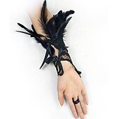 billiga Outfits-set med tyll tutu kjol fjäder cape spetshandskar 3 st hög midja dam hög midja hög låg lager tyll golvlängd kjol fjäder sjalar outfits elak kostym punk gothic halloween fest karneval