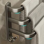 billiga Badrumsprylar-1 st utrymmesbesparande väggmonterad handdukshängare - duschrumshållare i aluminium för badrumshanddukar och förvaring av toaletter