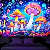 お買い得  ブラックライトタペストリー-ブラックライトタペストリー uv 反応性グローインザダークキノコトリッピー霧自然風景壁掛けタペストリー壁アート壁画用リビングルーム寝室
