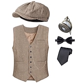 abordables Costumes pour hommes des années 1920-Années Folles Années 1920 Rétro Vintage Tenues Veste Gatsby le Magnifique Gentleman Déguisement Homme Halloween Carnaval Nouvel An Carnaval Fête / Soirée Mascarade Adulte Cravate Gilet Plus
