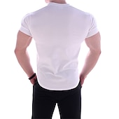 お買い得  メンズ アクティブ T シャツ &amp; タンクトップ-男性用 Tシャツ ジムシャツ コンプレッション・シャツ トレーニングシャツ Ｖネック 半袖 訓練 ストリート フィットネス カジュアル／普段着 ジム用 速乾性 高いストレッチ性 吸汗性 ソフト 平織り ブラック ホワイト アクティブウェア スポーツ ベーシック