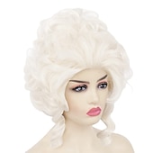 cheap Historical Wigs-Wig Platinum Blonde Beehive Wig 18th Century Baroque Wig for Women Lady Natural Synthetic Victorian Cosplay Party Costume Wig (Platinum Blonde) Carnival Wigs