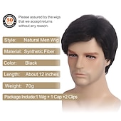economico Parrucche uomo-parrucche nere corte da uomo parrucche ondulate a strati per uomo parrucca sintetica naturale per uomo uomo ragazzo cosplay anime costume da festa anime