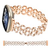 baratos Pulseiras de relógio Fitbit-Pulseira de Smartwatch Compatível com Fitbit Versa 4, Sense 2, Versa 3, Sense Aço Inoxidável Relógio inteligente Alça Feminino Purpurina Cristal Pulseira de joias Substituição Pulseira