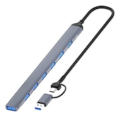 abordables Concentradores USB-7 puertos 2 en 1 usb 3,0 hub tipo c adaptador usb 2,0 transmisión de alta velocidad multipuerto usb divisor expansor para ordenador pc