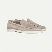 abordables Chaussures sans lacets &amp; mocassins-mocassins pour hommes en daim bleu clair avec semelle blanche confortable - parfaits pour une tenue décontractée et estivale