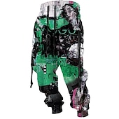 abordables pantalones de chándal-Pintada Abstracto Hombre Impresión 3D Pantalones de Deporte Pantalón Jogger Pantalones Exterior Calle Casual Diario Poliéster Rojo Azul Morado S M L Media cintura Elasticidad Pantalones