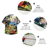 economico Uccelli &amp; Animali-Per uomo Pappagallo Camicia Camicia hawaiana Camicia da campo Manica corta Camicia Collo ripiegabile Hawaiano Originale Informale Esterno Strada Informale Giallo Verde chiaro Rosa Stampa 3D S M L
