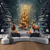 billige hengende juleteppe-julepynt snøtre reinsdyr hengende billedvev veggkunst jul stor billedvev veggmaleri dekor fotografi bakteppe teppe gardin hjem soverom stue dekorasjon