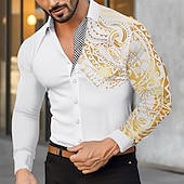 economico camicia da uomo con bottoni-Per uomo Camicia Maglietta informale Camicia con bottoni Abbronzante Ufficio e carriera Ricevimento di matrimonio Nero Bianco Vino Rosso Manica lunga Bavero Primavera &amp; Autunno Abbigliamento Collage
