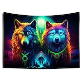 billige Blacklight -billedvev-blacklight billedvev uv reaktiv glød i mørket glød party neon trippy tåkete ulver dyr hengende billedvev veggkunst veggmaleri for stue soverom