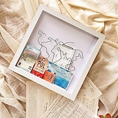 economico Statue-scatola archivio avventure, scatola delle ombre da viaggio con fessura, scatole dei ricordi per ricordi, cornice della scatola delle ombre, porta biglietti con mappa del mondo e design dell&#039;aereo, biglietto per il concerto del cinema fotografico