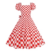 olcso Ruhák-Retró 1950-es A-Line ruha Swing ruha Flare ruha Pöttyös Rács / kockás Női Lány Álarcos mulatság Buli / Este Lánybúcsú Felnőttek Ruha Hazatérő ruhák