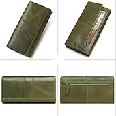 billiga Plånböcker-vintage rfid-blockerande plånbok i läder för kvinnor - koppling med flera fack med kortplatser, myntficka och ID-fönster för vardags- och reseanvändning